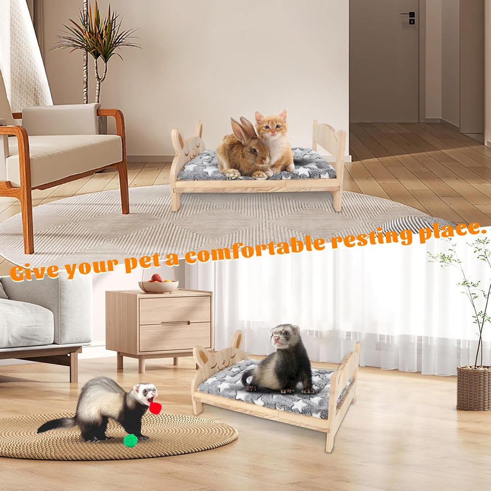 BWOGUE Large Wooden 2-in-1 Folding Rabbit Bed with Removable Comfort Cushion