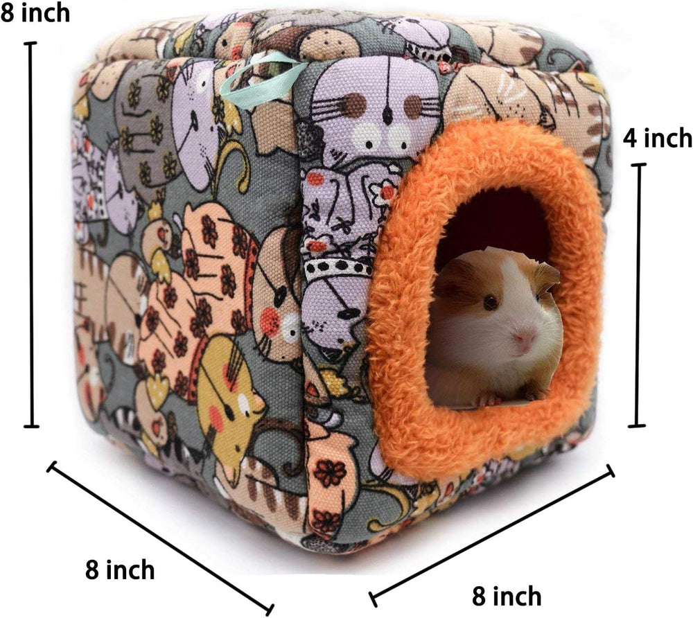 KAMEIOU Warm Cartoon Small Animal Hideout Bed for Hamsters, Hedgehogs, Chinchillas