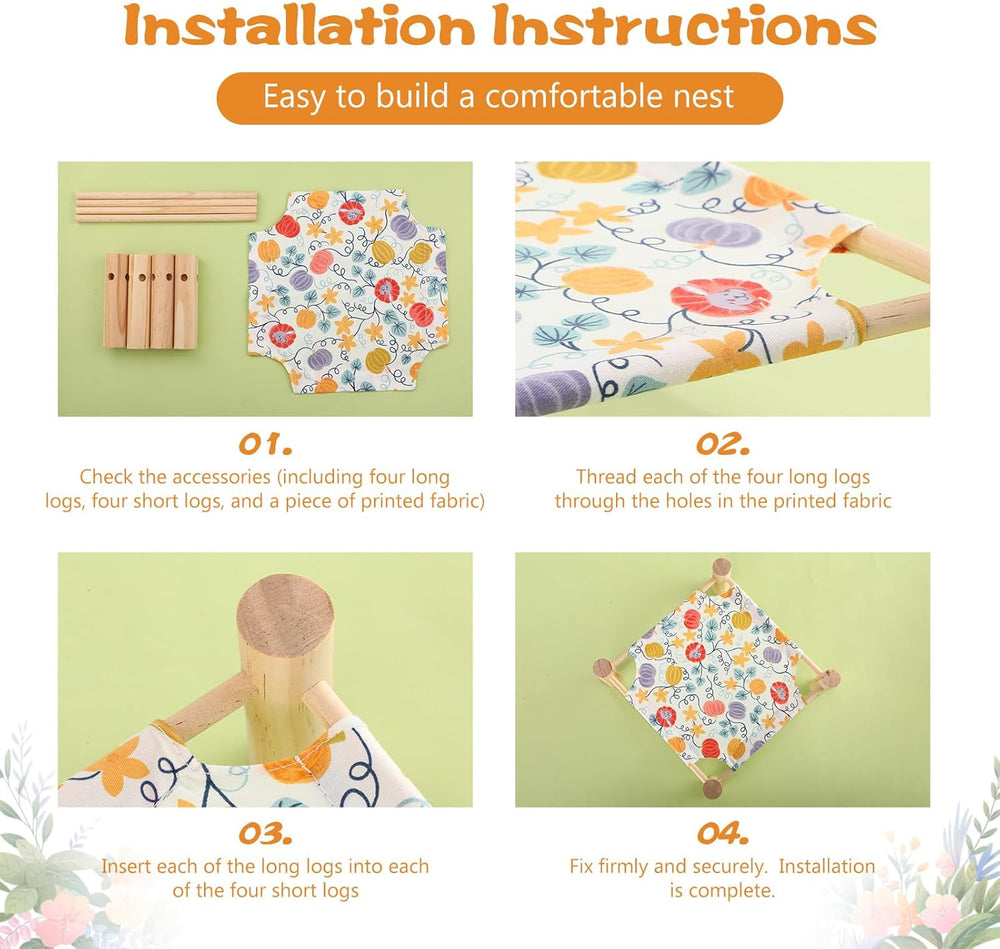 4-Pack Wooden Small Animal Hideout Beds: Washable, Portable Camp for Guinea Pigs