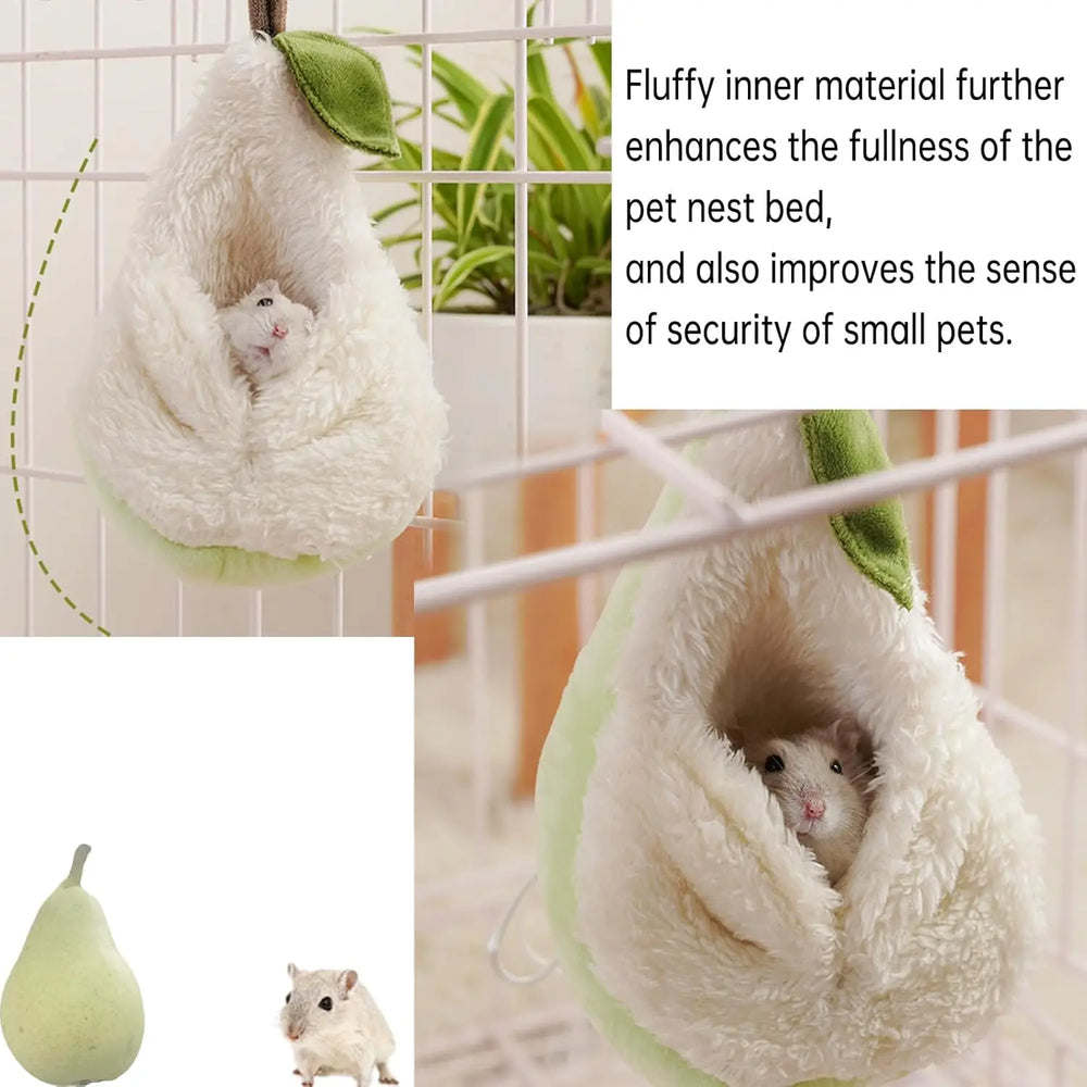 Cozy Pear-Shaped Plush Hamster Bed Hideout for Small Pet Habitat Accessories
