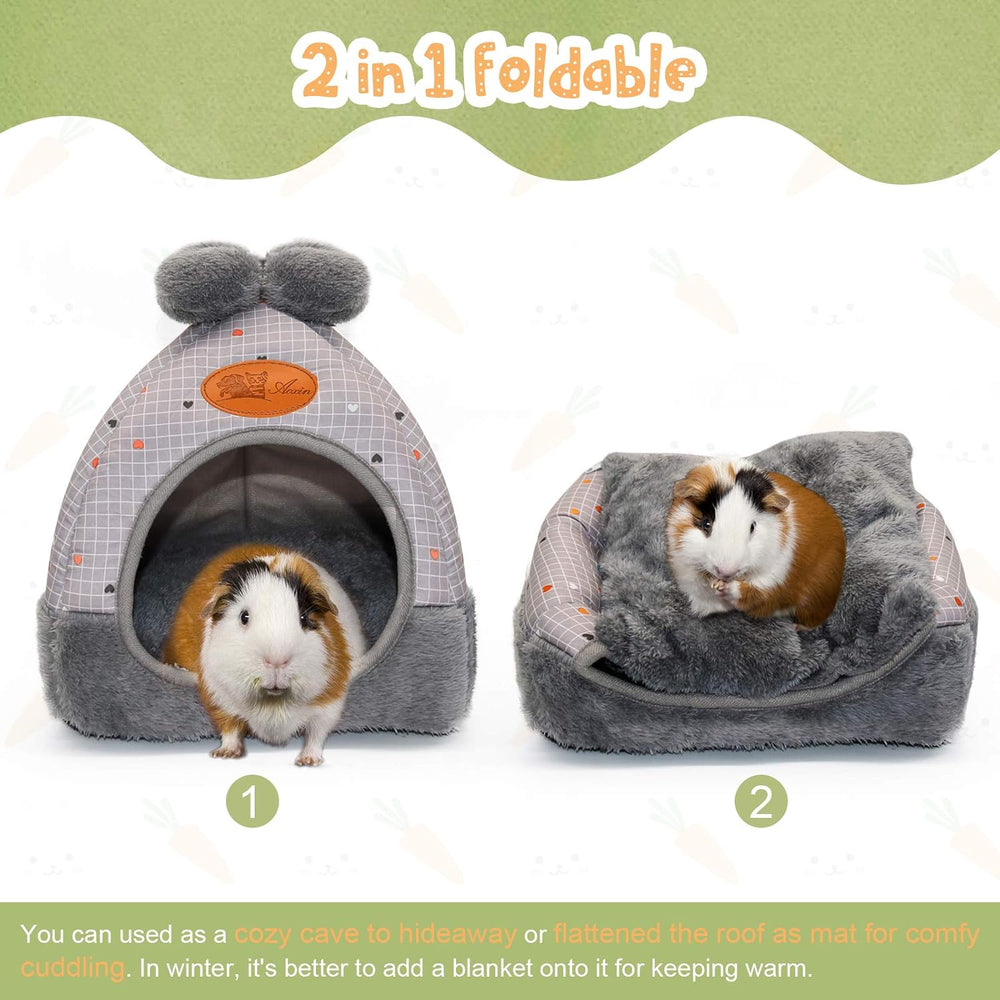 YUEPET Warm Guinea Pig Bunny Bed Cave Hideout - Cozy Small Pet House
