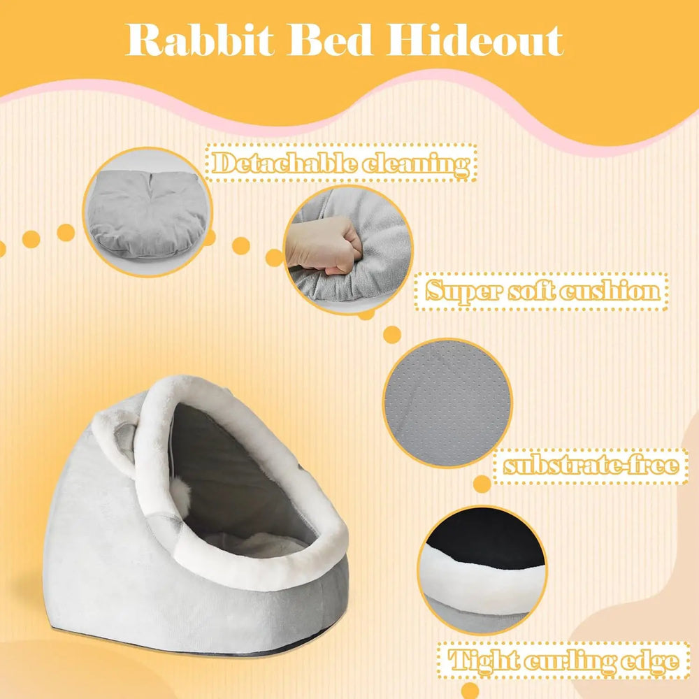 PINVNBY Cozy Warm Foldable Washable Small Animal Hideout Bed for Rabbits