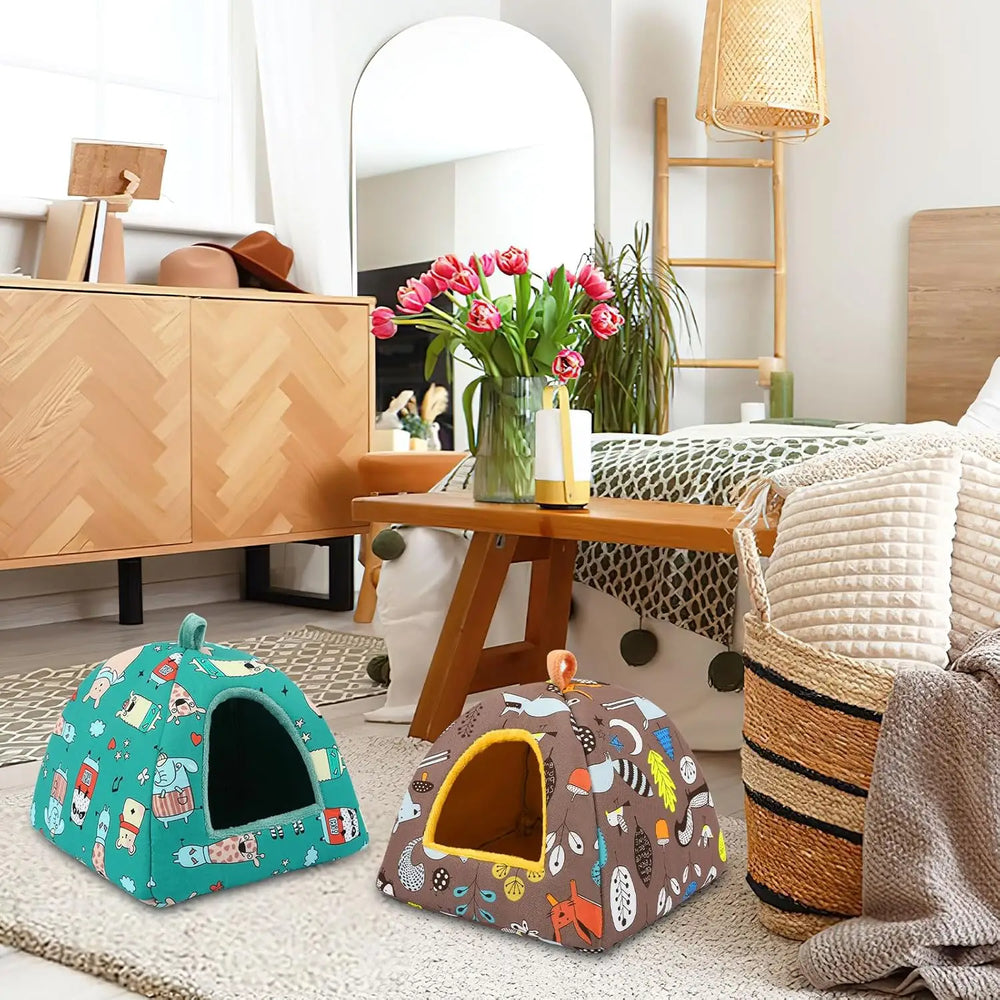 Cozy Plush Washable 2-Pack Small Pet Beds for Guinea Pigs & Hamsters