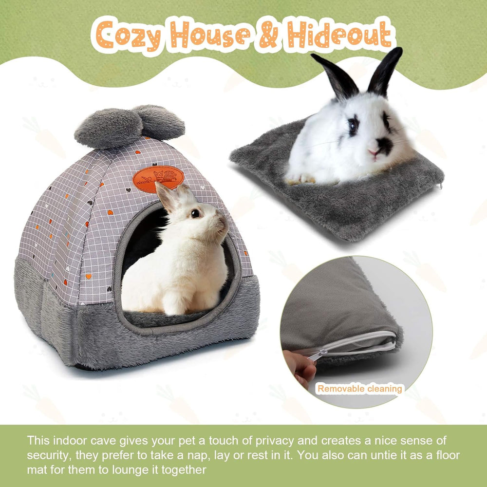 YUEPET Warm Guinea Pig Bunny Bed Cave Hideout - Cozy Small Pet House