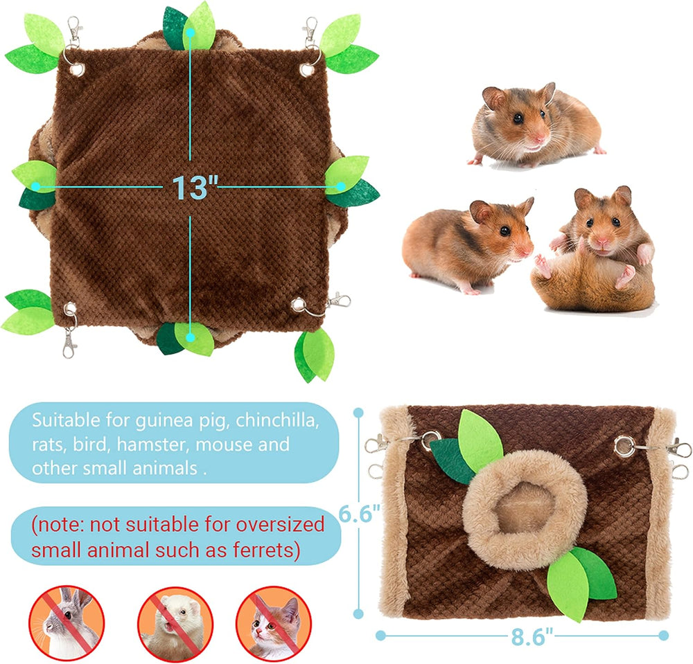 Cozy Plush Small Animal Hammock Tunnel Hideout for Hamsters, Guinea Pigs