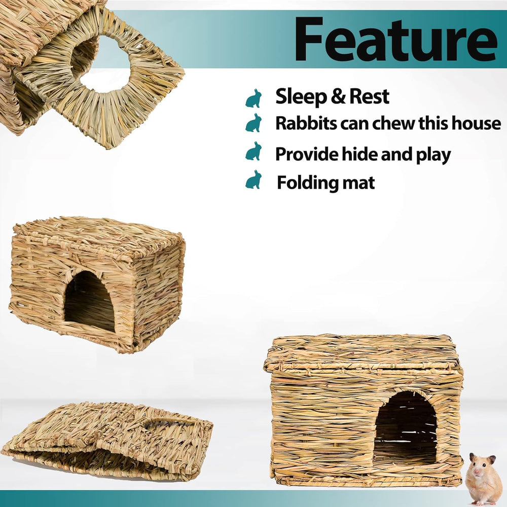 HERCOCCI Extra Large Foldable Grass House: Rabbit, Guinea Pig Chew Hideaway