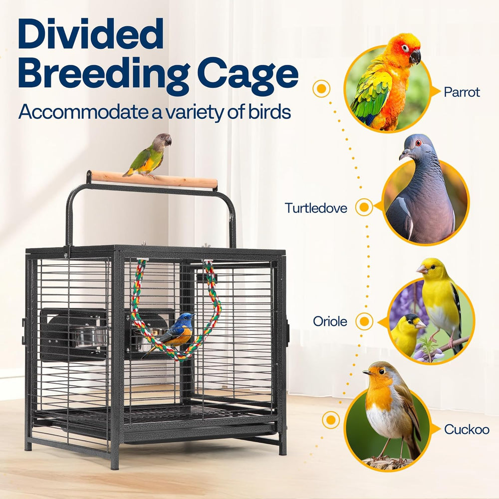 VIVOHOME 19-inch Wrought Iron Portable Bird Travel Carrier Cage for Parrots