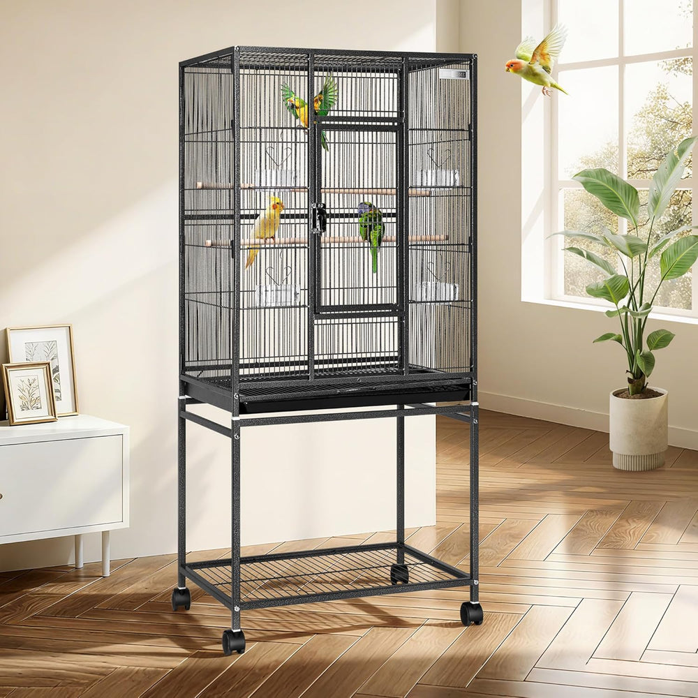 VIVOHOME 54-inch Wrought Iron Flight Cage, Rolling Stand for Pet Birds