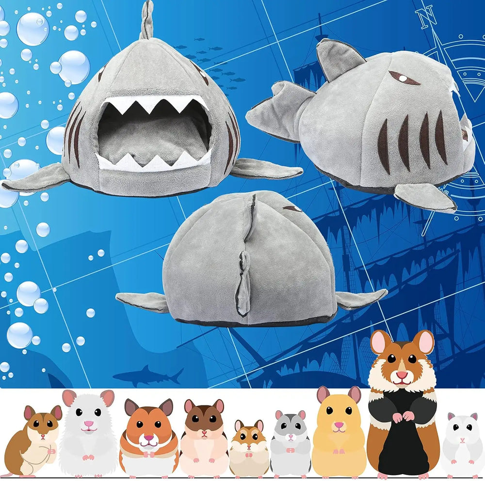 Plush Shark Hideout Bed for Guinea Pigs, Hamsters & Small Pets