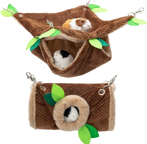 Cozy Plush Small Animal Hammock Tunnel Hideout for Hamsters, Guinea Pigs