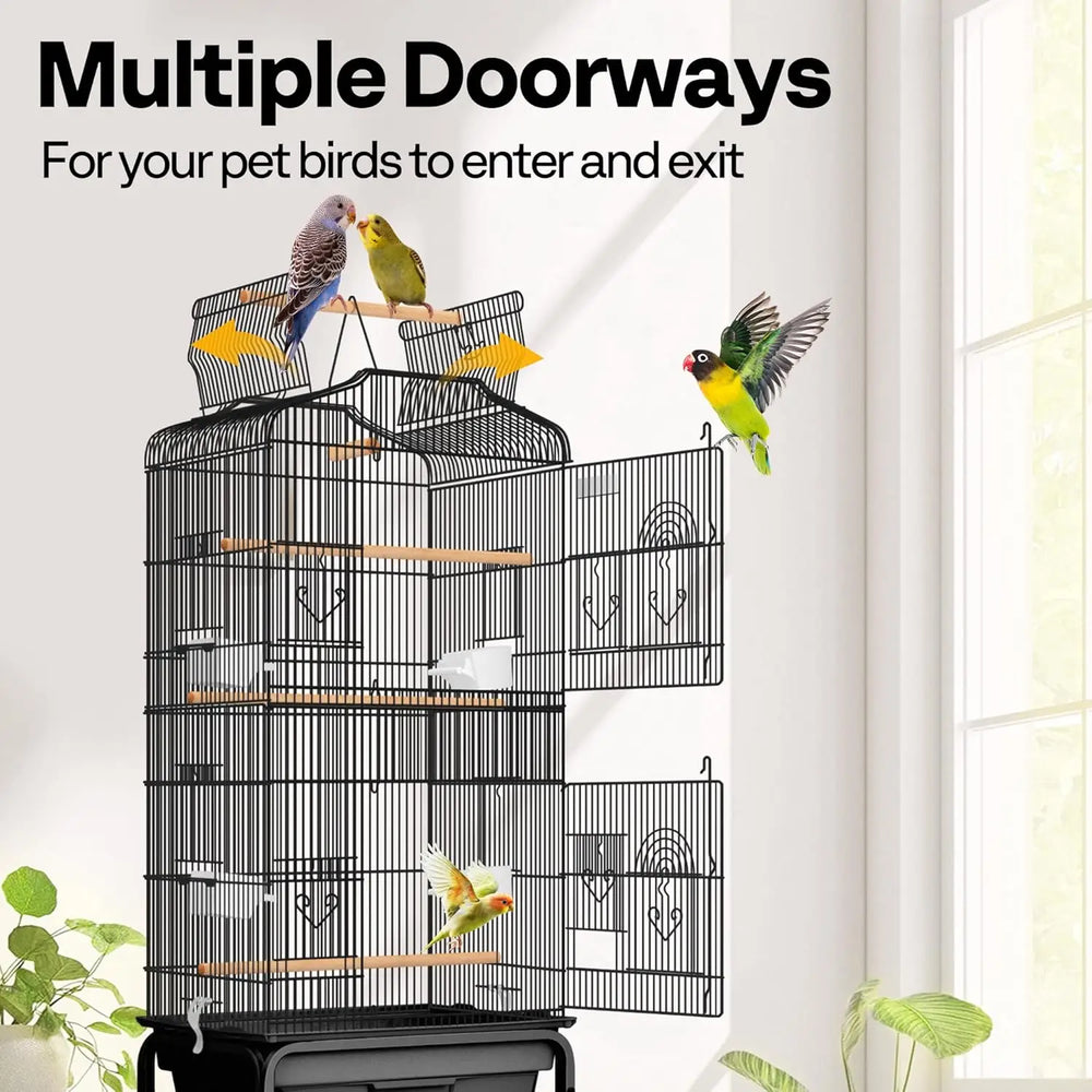 VIVOHOME 64-Inch Play Top Bird Cage: Rolling Stand for Parrots, Conures
