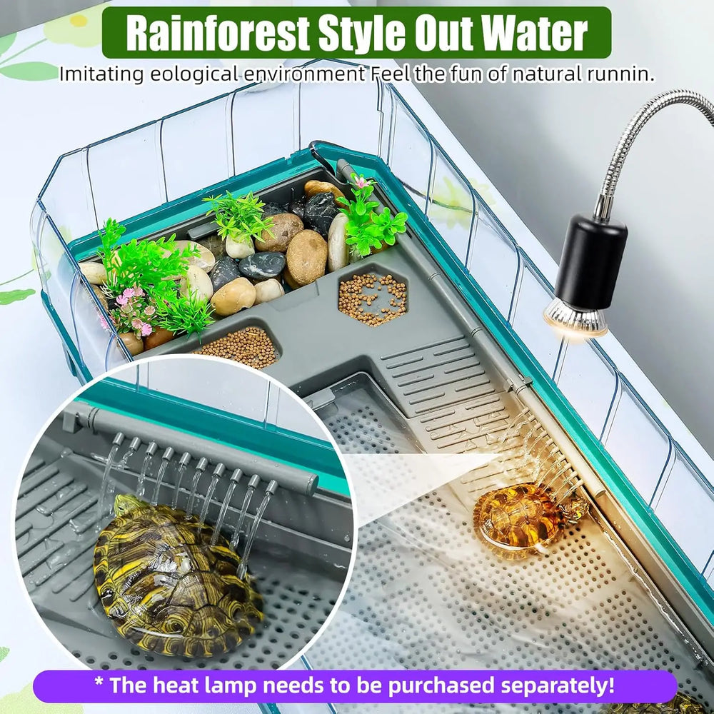 BINANO Spacious Turtle Tank Kit, Rain Shower Filter & Easy Drain