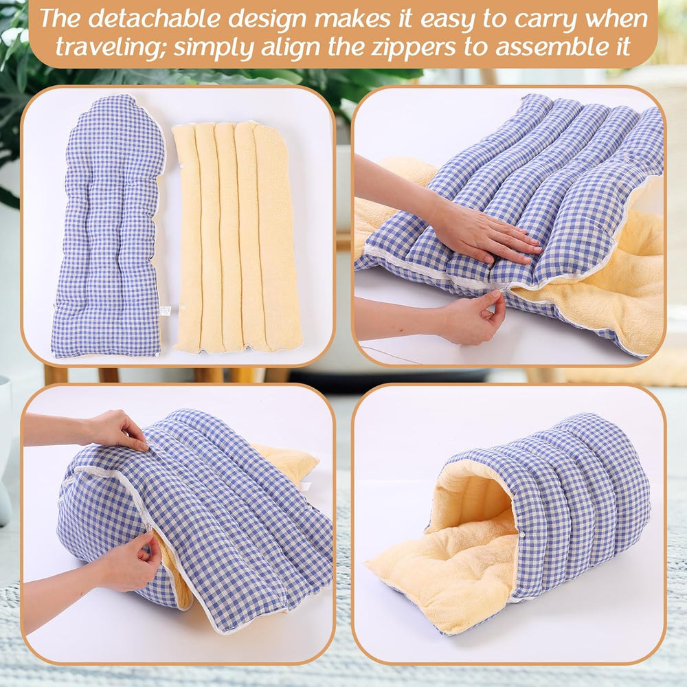 Novabright Gingham Checkered Cat Cave Bed – Thickened Warm Pet Sleep Bag
