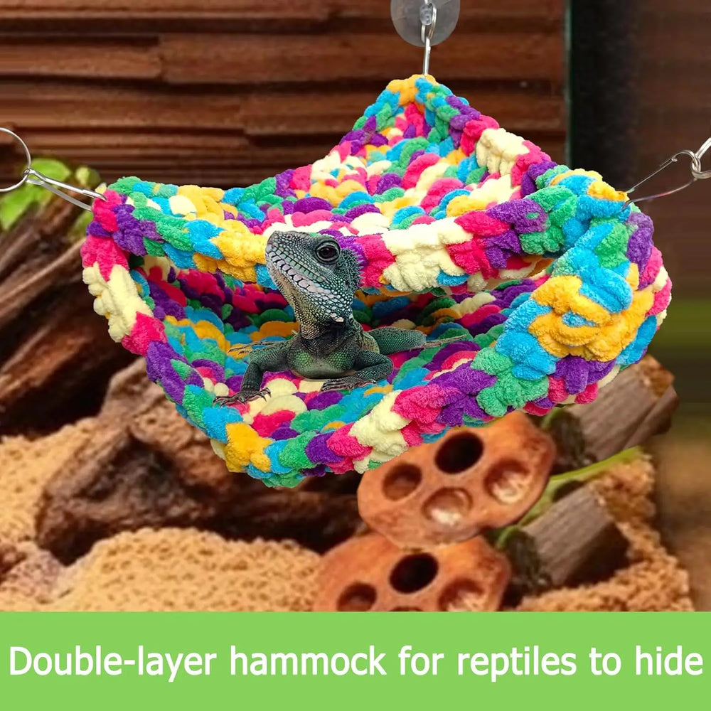 QWR Soft Double-Layer Reptile Hammock: Cozy Hideout & Play Swing for Lizards, Geckos