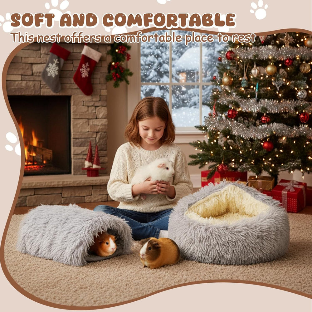 2-Pack Washable Guinea Pig Hideout & Tunnel Bed – Cozy Play Toy for Small Animals
