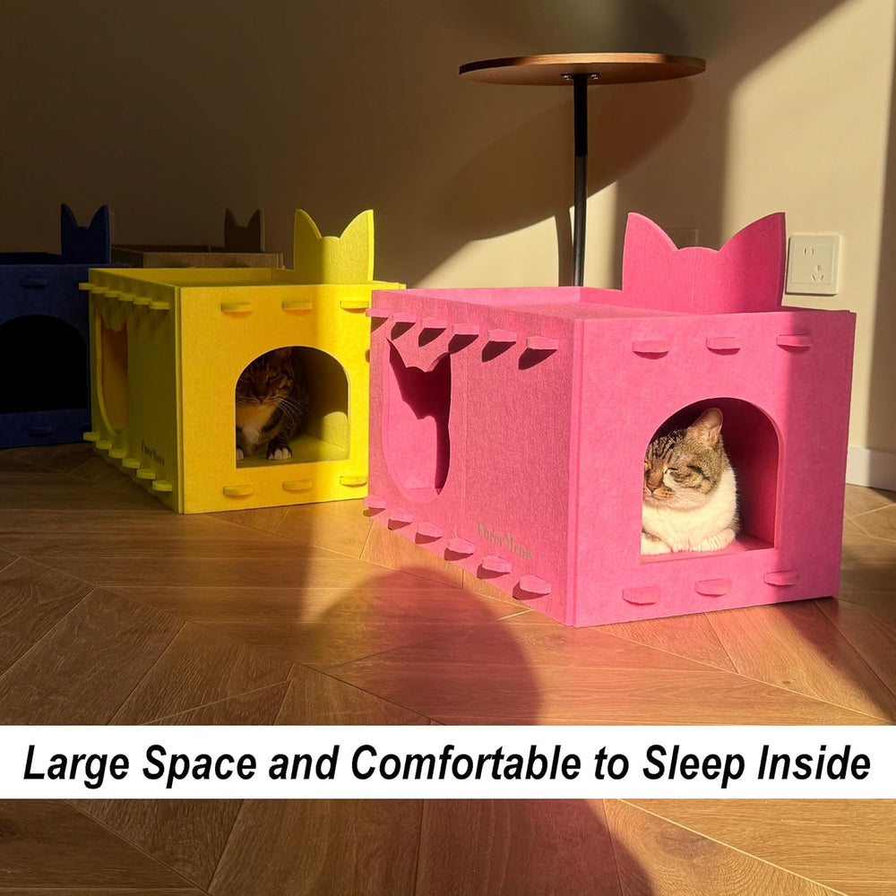 Durable Felt Cat Ear House: Large Cozy Indoor Bed Cave, Scratch-Resistant Hideaway