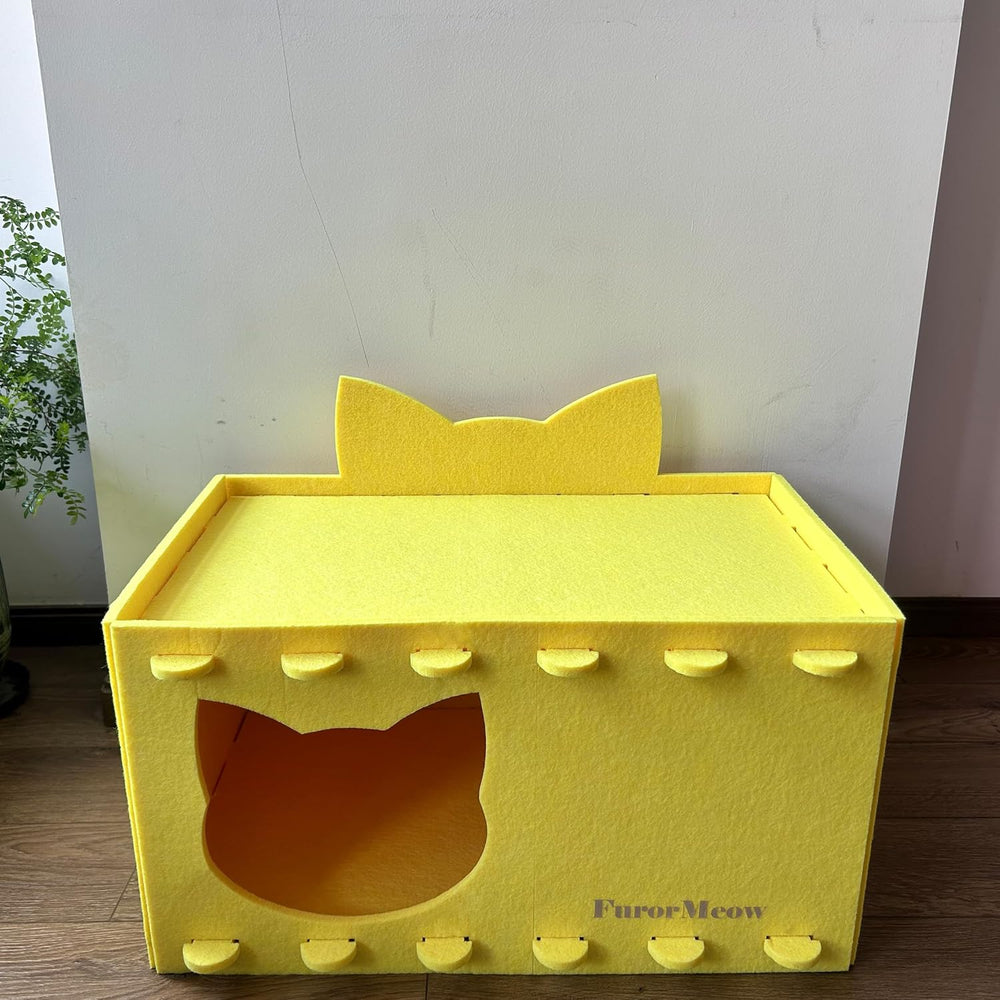 Durable Felt Cat Ear House: Large Cozy Indoor Bed Cave, Scratch-Resistant Hideaway