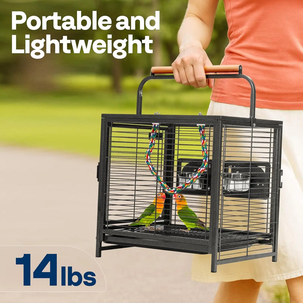 VIVOHOME 19-inch Wrought Iron Portable Bird Travel Carrier Cage for Parrots