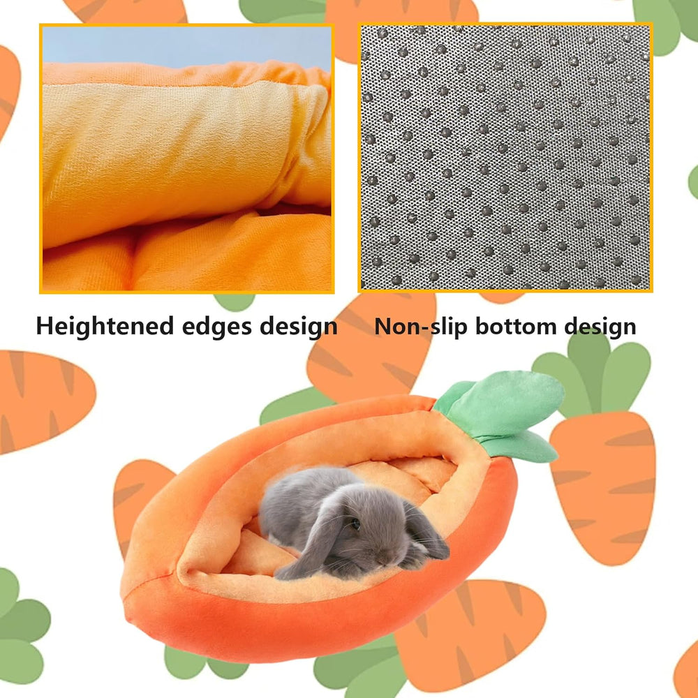 Cozy Carrot Shape Small Pet Bed - Soft, Washable, Snug Hideaway for Rabbits