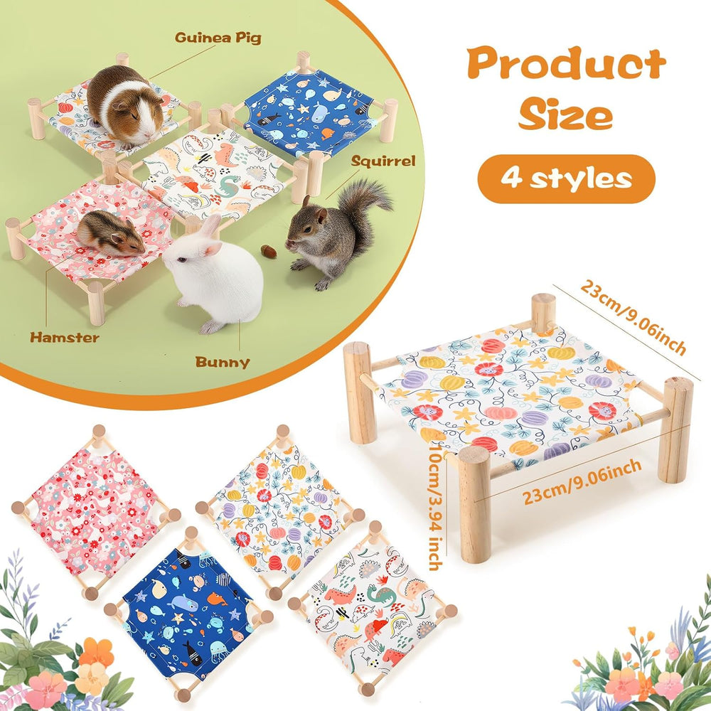 4-Pack Wooden Small Animal Hideout Beds: Washable, Portable Camp for Guinea Pigs