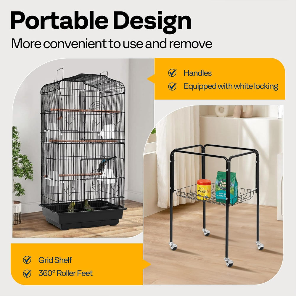 VIVOHOME 64-Inch Play Top Bird Cage: Rolling Stand for Parrots, Conures