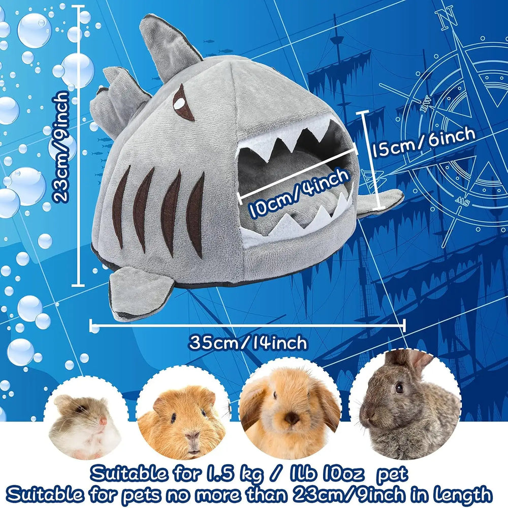 Plush Shark Hideout Bed for Guinea Pigs, Hamsters & Small Pets