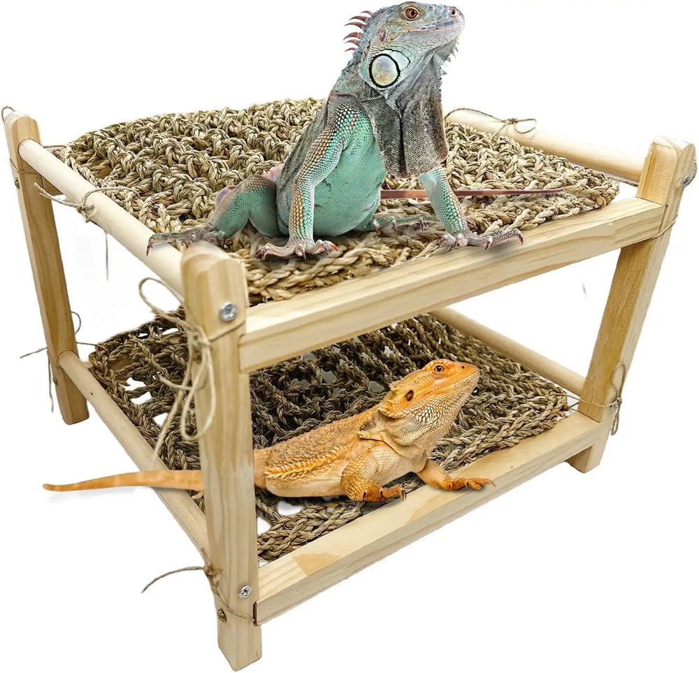 Tfwadmx Double-Layer Reptile Seagrass Hammock Bed – Cozy Lounger for Bearded Dragons, Geckos, Lizards