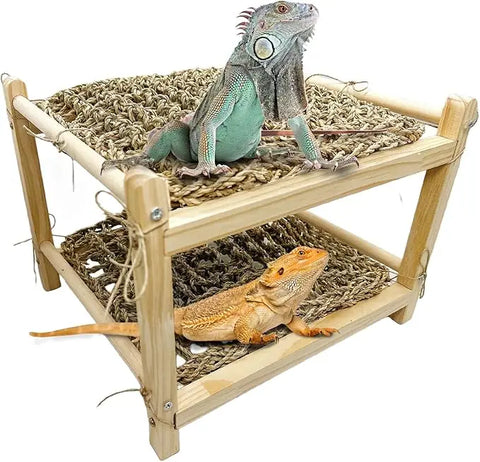 Tfwadmx Double-Layer Reptile Seagrass Hammock Bed – Cozy Lounger for Bearded Dragons, Geckos, Lizards