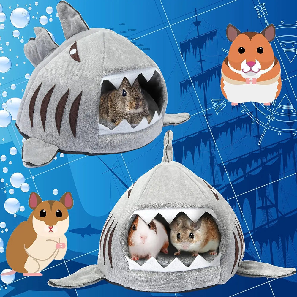 Plush Shark Hideout Bed for Guinea Pigs, Hamsters & Small Pets