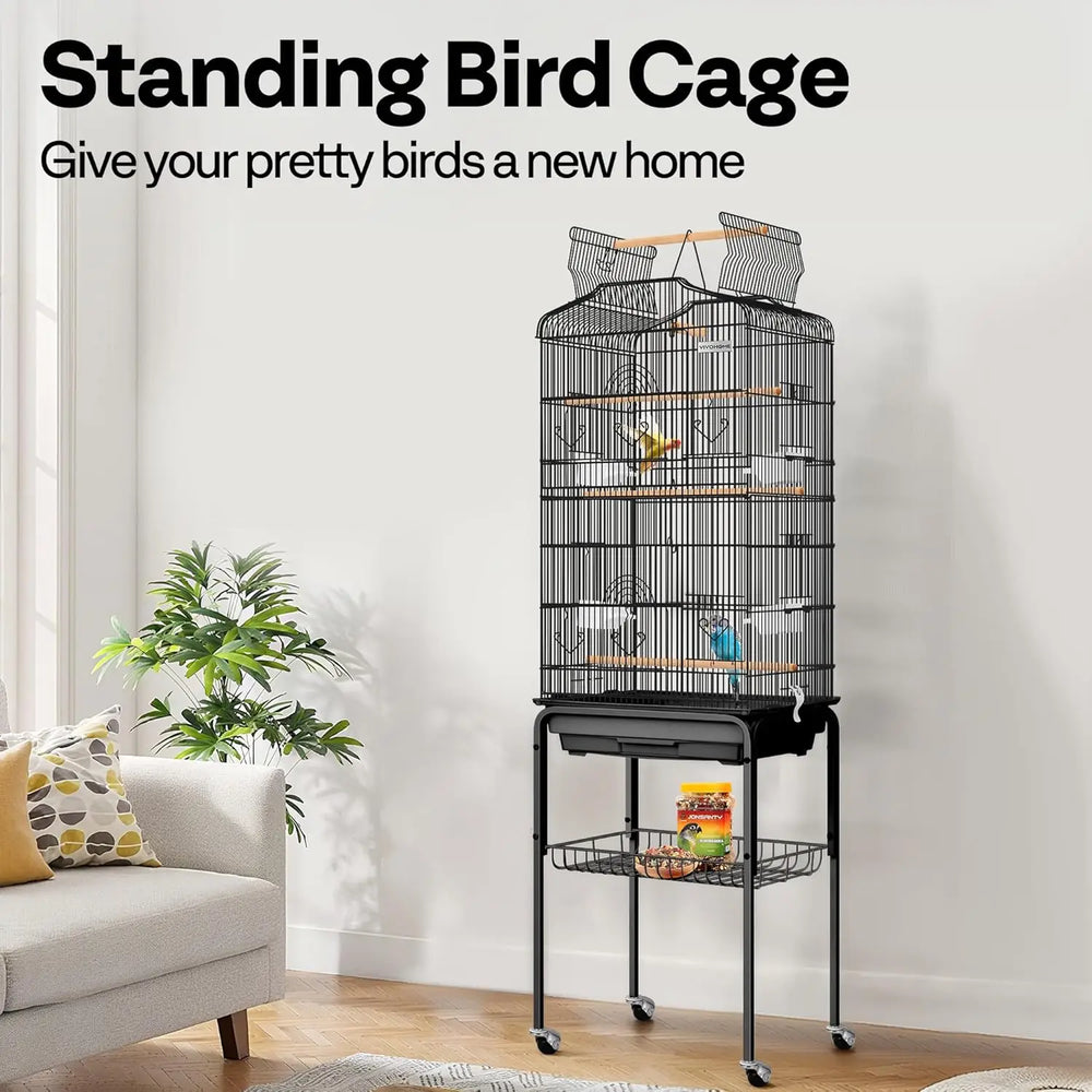 VIVOHOME 64-Inch Play Top Bird Cage: Rolling Stand for Parrots, Conures