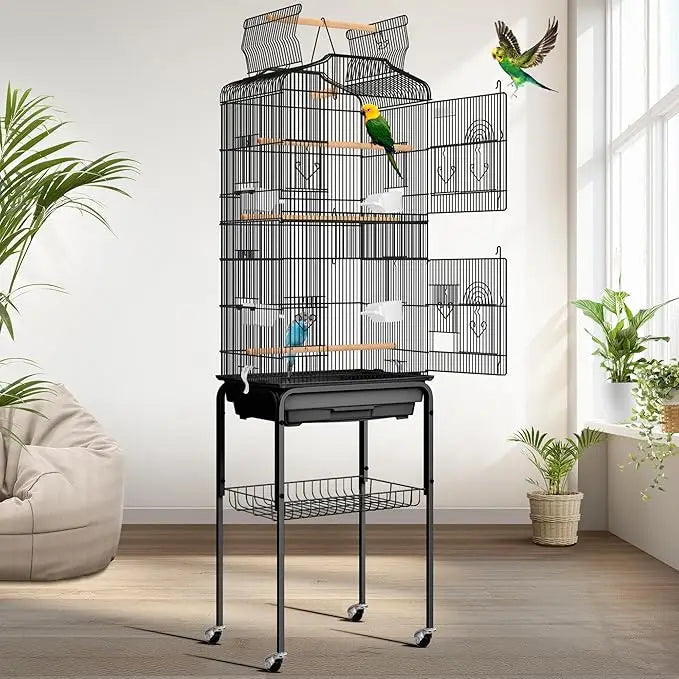 VIVOHOME 64-Inch Play Top Bird Cage: Rolling Stand for Parrots, Conures