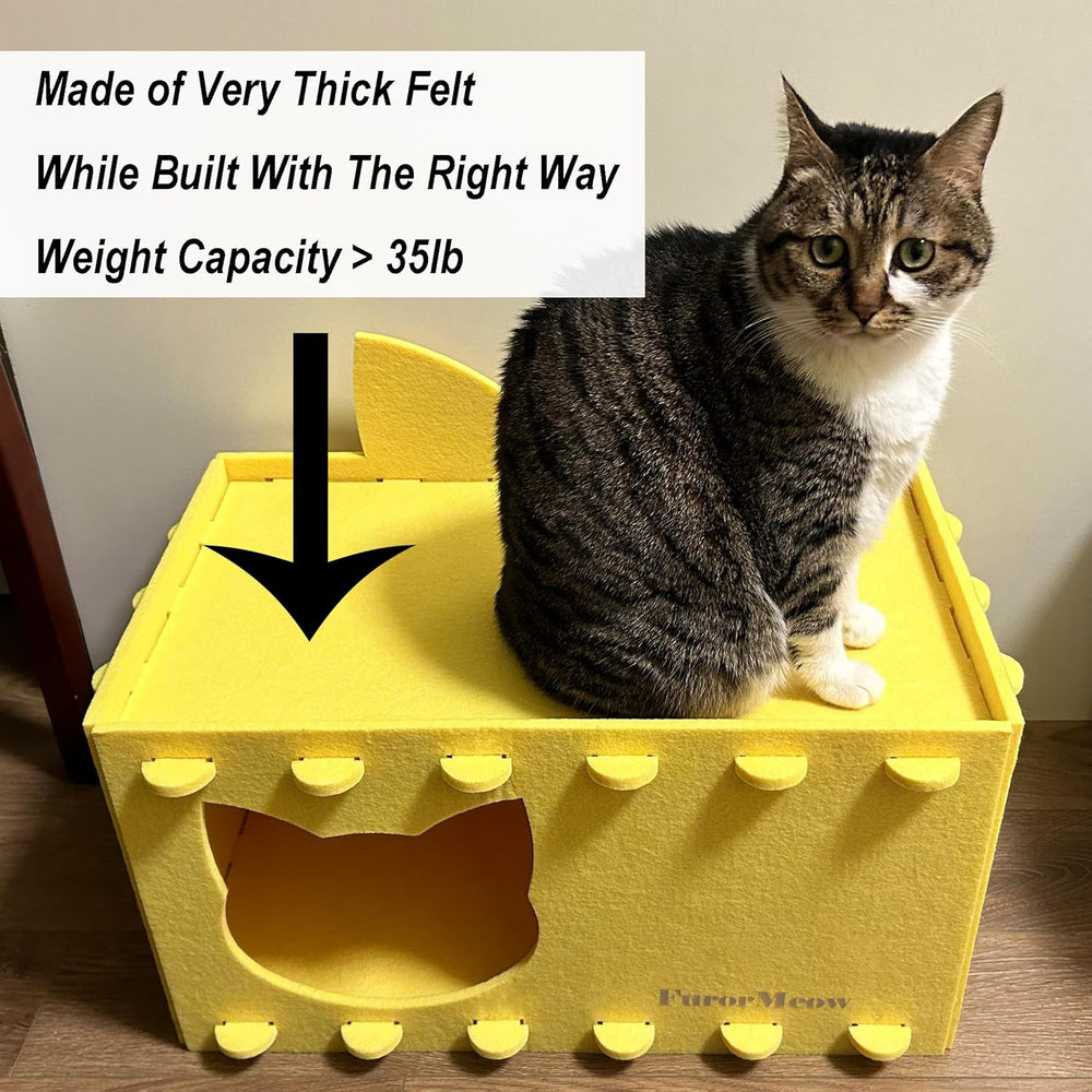 Durable Felt Cat Ear House: Large Cozy Indoor Bed Cave, Scratch-Resistant Hideaway