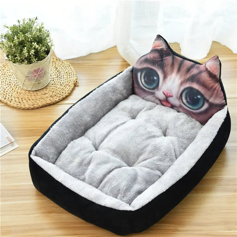 Cozy Animal Shape Plush Dog Bed - Warm, Anti-Stress Kennel Sofa