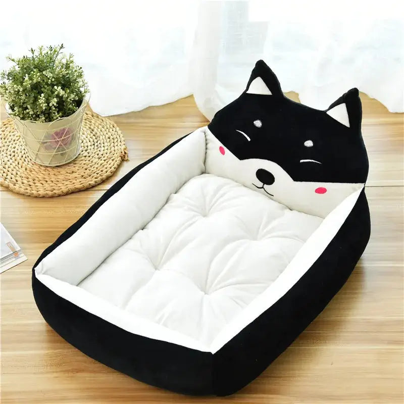 Cozy Animal Shape Plush Dog Bed - Warm, Anti-Stress Kennel Sofa