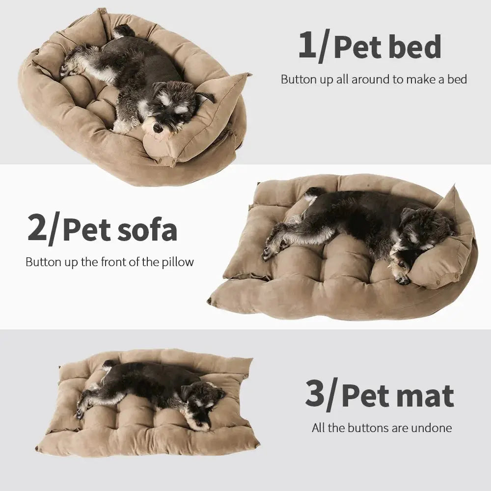 Deluxe 3-in-1 Pet Bed: Warm, Soft Puppy Kitten Nest & Dog Sofa