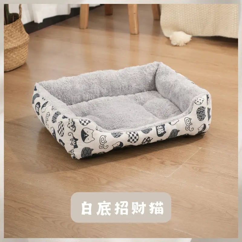 Deluxe Plush Pet Dog Cat Sofa Bed Mat - Cozy, Breathable, Washable Cushion