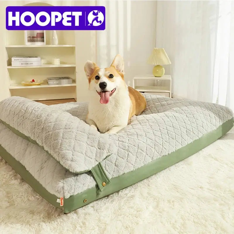 HOOPET Plush Winter Dog Bed Mat: Warm, Fluffy, Orthopedic Pet Cushion for Large & Medium Dogs