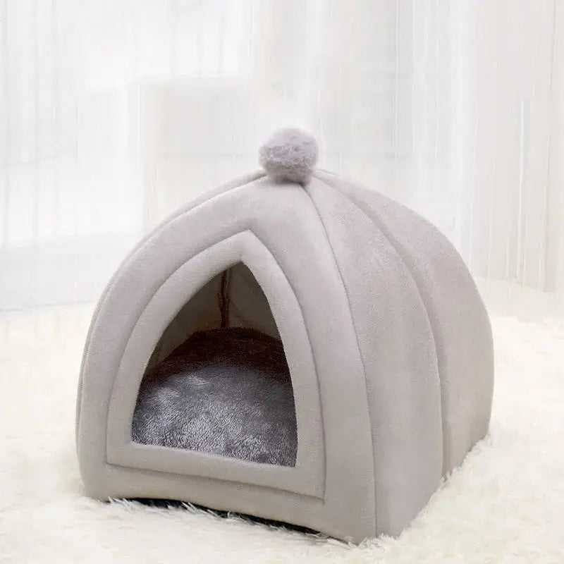 Cozy Washable Pet Bed: Soft Cat House, Kitten Lounger, Small Dog Tent Mat