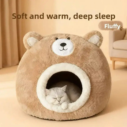 Luxurious Plush Cat Nest: Warm Winter Pet House Sleeping Cradle Kennel