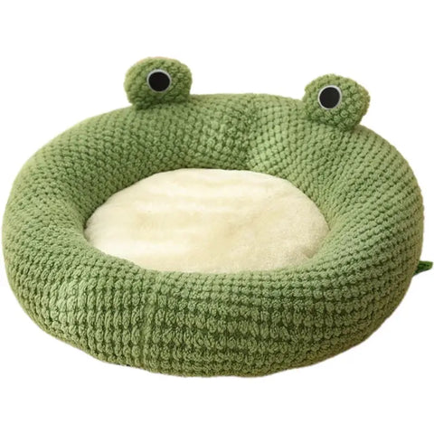 Ultimate Cozy Green Frog Plush Pet Bed for Small Dogs & Cats