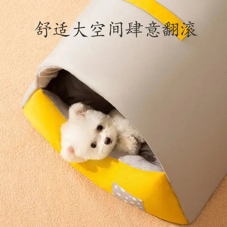 Cozy All-Season Pet House: Removable Washable Warm Enclosed Dog Cat Kennel Bed
