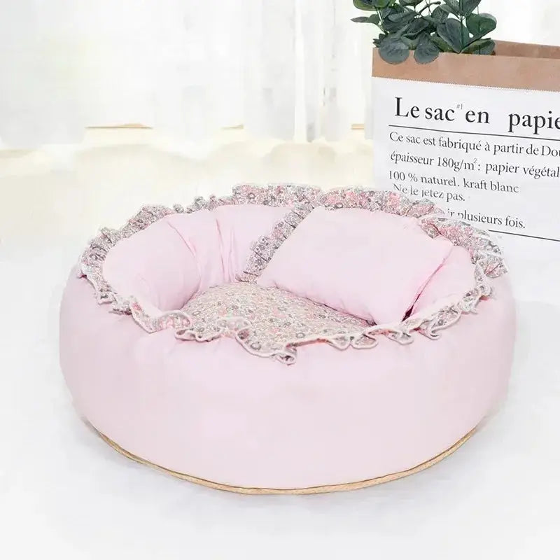 Cozy Floral Pet Sleeping Bag Bed: Soft Warm Breathable Winter Dog Cat Nest