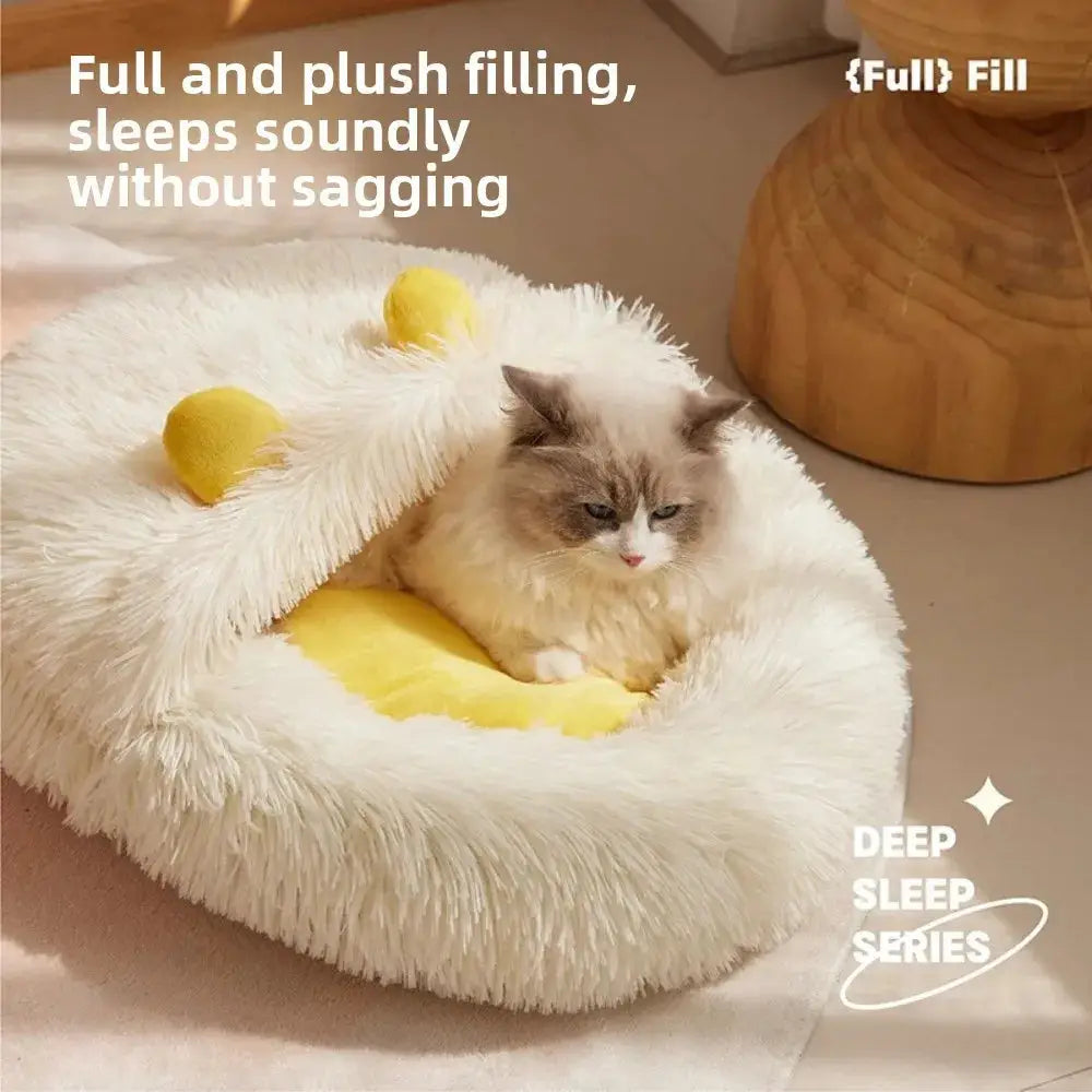 Cozy Plush Pet Bed: Warm Winter Cat & Small Dog Nest, Thick Mat