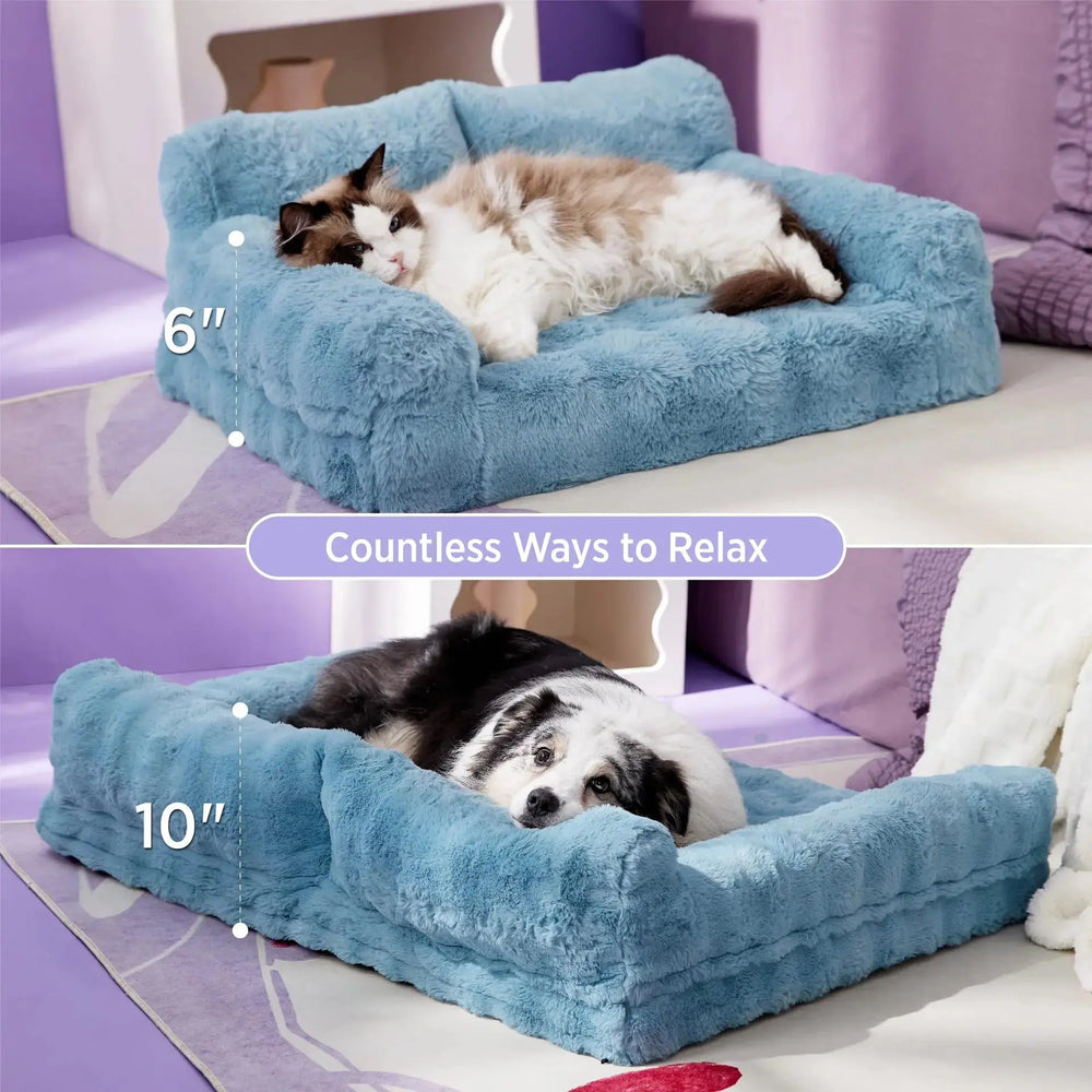 Plush Rabbit Fur Washable Pet Sofa Bed for Small Dogs & Cats