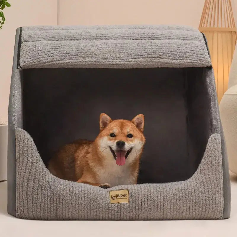 Cozy Winter Warm Dog & Cat Bed House - Removable Washable Plush Kennel Nest