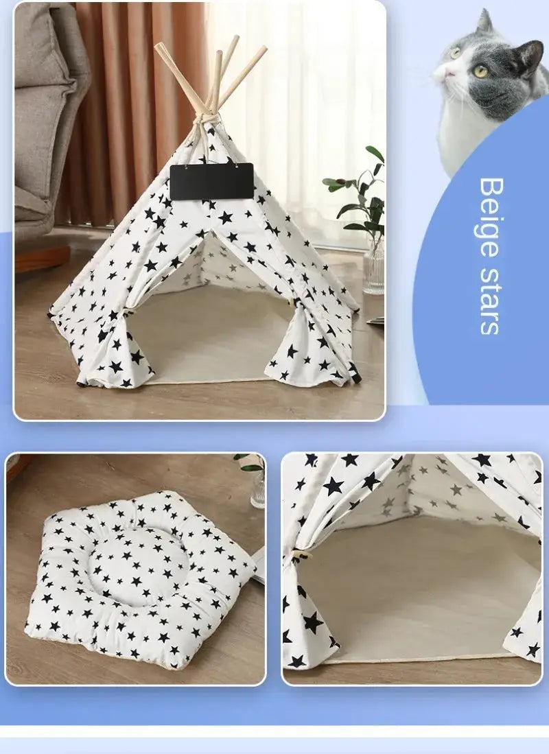 Luxury Washable Pet Teepee Tent: Cozy Dog & Cat Bed with Cushion