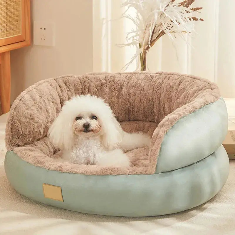 Cozy Plush Round Pet Bed - Anti-Anxiety Calming Cuddler for Dogs