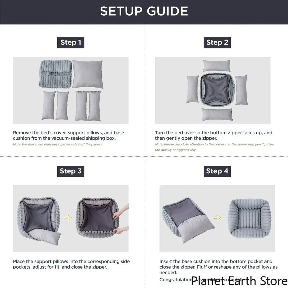 Small Dog Cat Luxury Plush Bed: Warm, Washable Sofa Nest