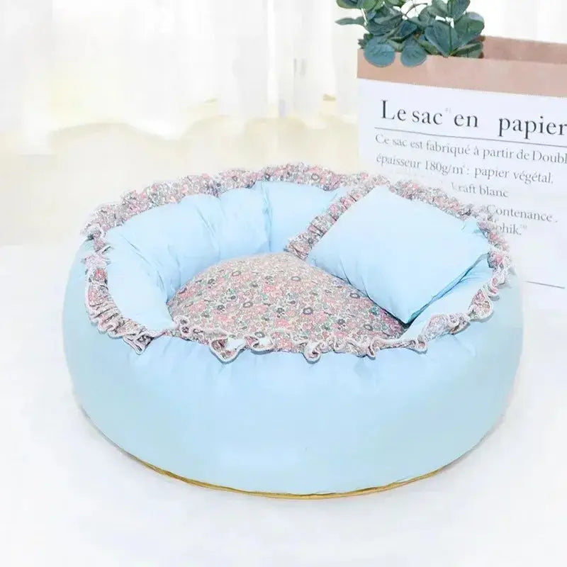 Cozy Floral Pet Sleeping Bag Bed: Soft Warm Breathable Winter Dog Cat Nest