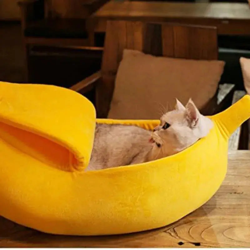 Cozy Banana Pet Bed: Soft Plush Winter Warm Nest Cushion for Cats & Dogs